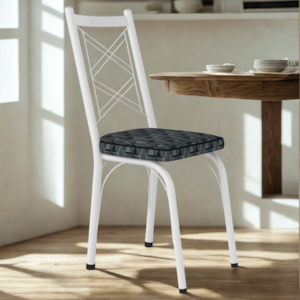 Cadeira Tubular Europa 143 Branco Assento Mosaico Silver ARTEF