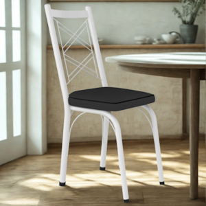 Cadeira Tubular Europa 143 Branco Assento Preto ARTEF