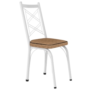 Cadeira Tubular Europa 143 Branco Assento Rattan ARTEF