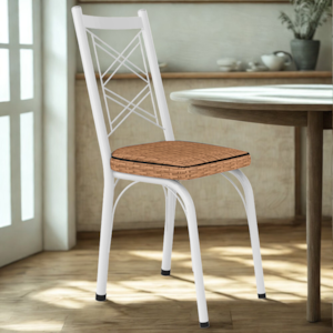 Cadeira Tubular Europa 143 Branco Assento Rattan ARTEF