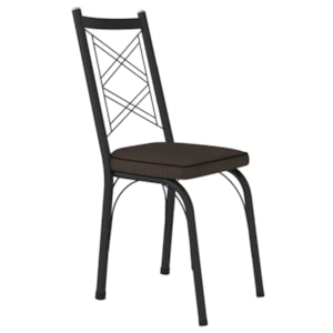 Cadeira Tubular Europa 143 Preto Assento Madeira Imbuia ARTEF