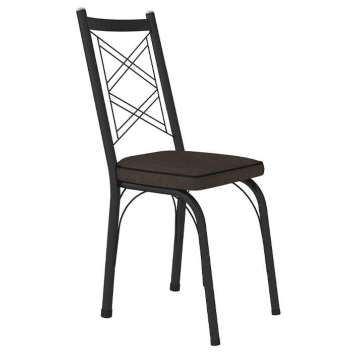 Cadeira Tubular Europa 143 Preto Assento Madeira Imbuia ARTEF