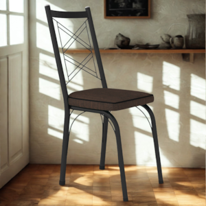Cadeira Tubular Europa 143 Preto Assento Madeira Imbuia ARTEF