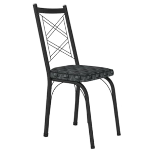 Cadeira Tubular Europa 143 Preto Assento Mosaico Silver ARTEF