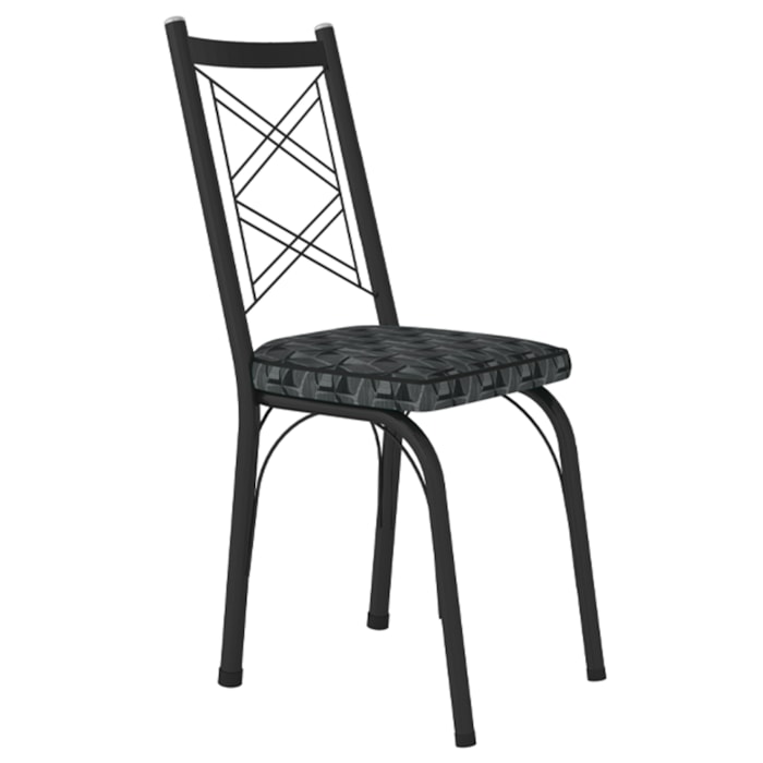 Cadeira Tubular Europa 143 Preto Assento Mosaico Silver ARTEF