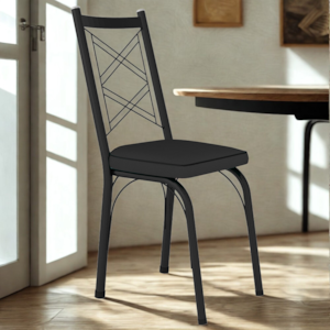 Cadeira Tubular Europa 143 Preto Assento Preto ARTEF