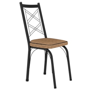 Cadeira Tubular Europa 143 Preto Assento Rattan ARTEF