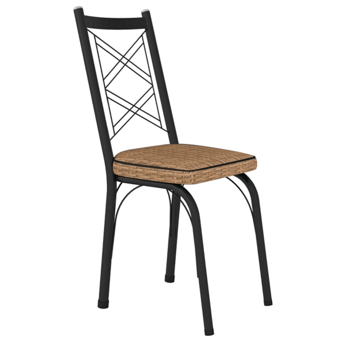 Cadeira Tubular Europa 143 Preto Assento Rattan ARTEF