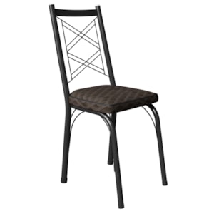 Cadeira Tubular Europa 143 Preto Assento Tecelão Cacau ARTEF