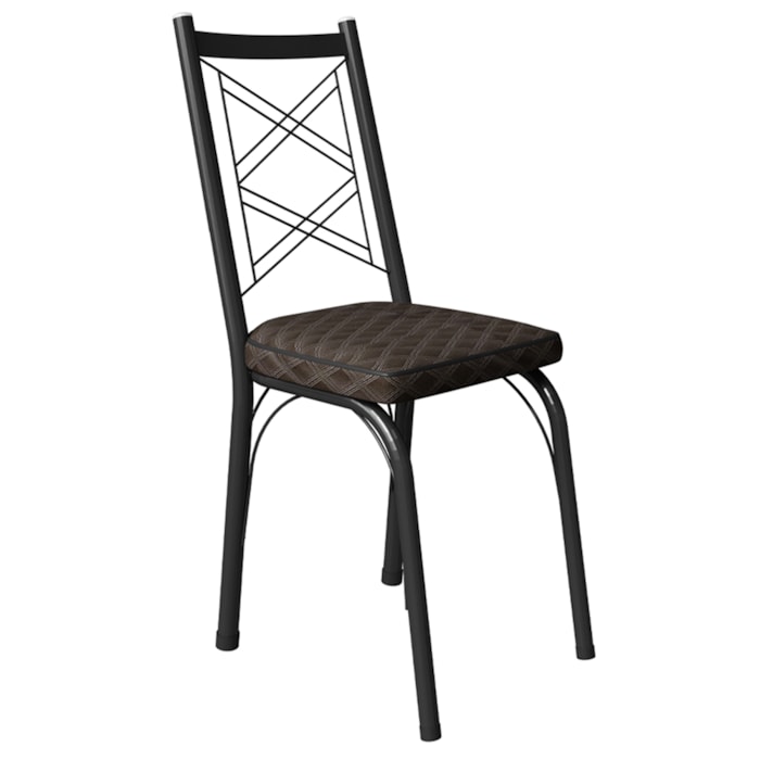 Cadeira Tubular Europa 143 Preto Assento Tecelão Cacau ARTEF
