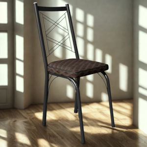 Cadeira Tubular Europa 143 Preto Assento Tecelão Cacau ARTEF