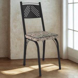 Cadeira Tubular Europa 151 Preto Assento Madeira Cedro ARTEF