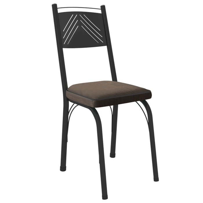 Cadeira Tubular Europa 151 Preto Assento Madeira Imbuia ARTEF