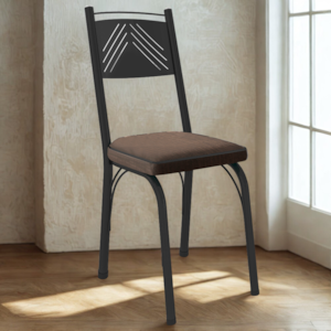 Cadeira Tubular Europa 151 Preto Assento Madeira Imbuia ARTEF