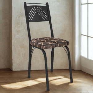 Cadeira Tubular Europa 151 Preto Assento Mosaico Palha ARTEF