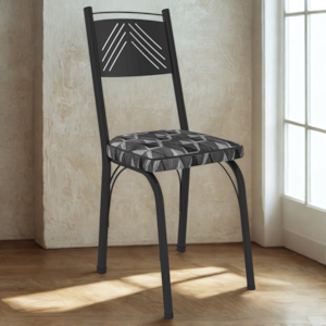 Cadeira Tubular Europa 151 Preto Assento Mosaico Silver ARTEF
