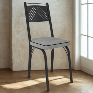 Cadeira Tubular Europa 151 Preto Assento Platina ARTEF