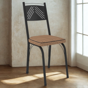 Cadeira Tubular Europa 151 Preto Assento Rattan ARTEF