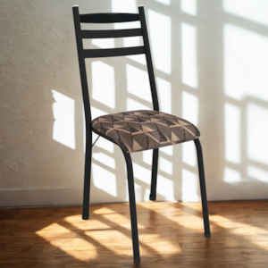 Cadeira Tubular Europa 161 Preto Assento Mosaico Palha ARTEF
