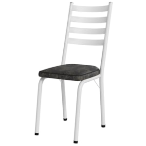 Cadeira Tubular Europa 166 Branco Assento Floral Dourado ARTEF