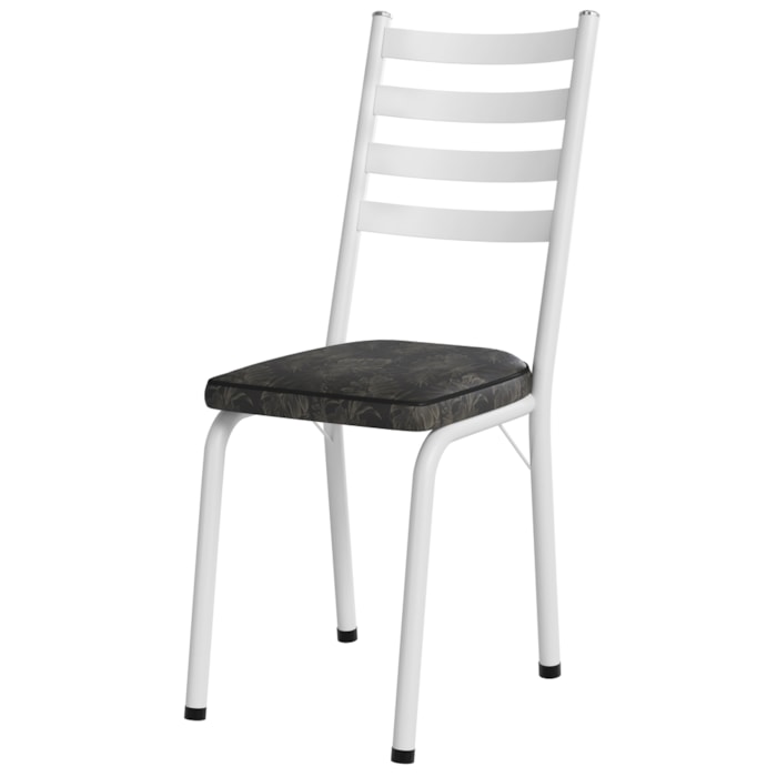 Cadeira Tubular Europa 166 Branco Assento Floral Dourado ARTEF