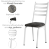 Cadeira Tubular Europa 166 Branco Assento Floral Dourado ARTEF