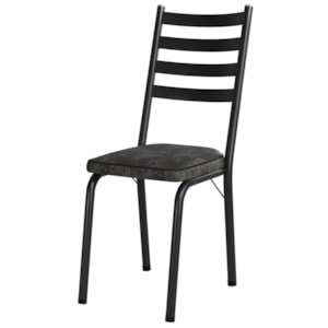 Cadeira Tubular Europa 166 Preto Assento Floral Dourado ARTEF