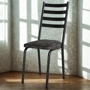 Cadeira Tubular Europa 166 Preto Assento Floral Dourado ARTEF