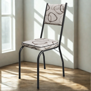 Cadeira Tubular Europa 258 Preto Assento Madeira Cedro ARTEF