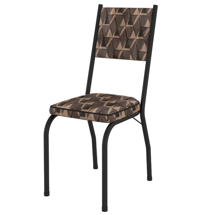 Cadeira Tubular Europa 258 Preto Assento Mosaico Palha ARTEF