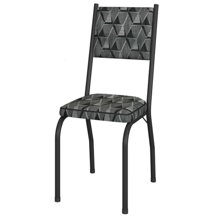 Cadeira Tubular Europa 258 Preto Assento Mosaico Silver ARTEF