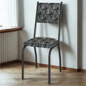 Cadeira Tubular Europa 258 Preto Assento Mosaico Silver ARTEF