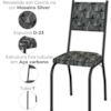 Cadeira Tubular Europa 258 Preto Assento Mosaico Silver ARTEF