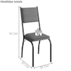 Cadeira Tubular Europa 258 Preto Assento Platina ARTEF