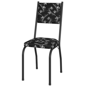 Cadeira Tubular Europa 258 Preto Assento Preto Flor ARTEF