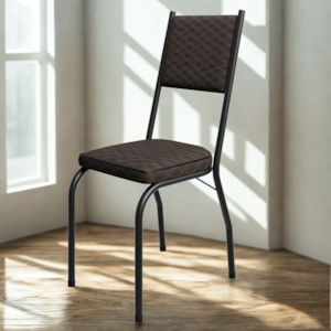 Cadeira Tubular Europa 258 Preto Assento Tecelão Cacau ARTEF