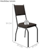Cadeira Tubular Europa 258 Preto Assento Tecelão Cacau ARTEF
