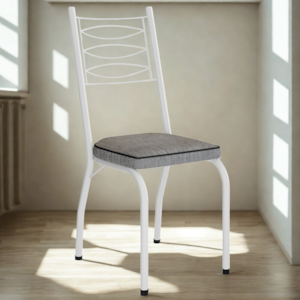 Cadeira Tubular Europa 262 Branco Assento Grafiato ARTEF