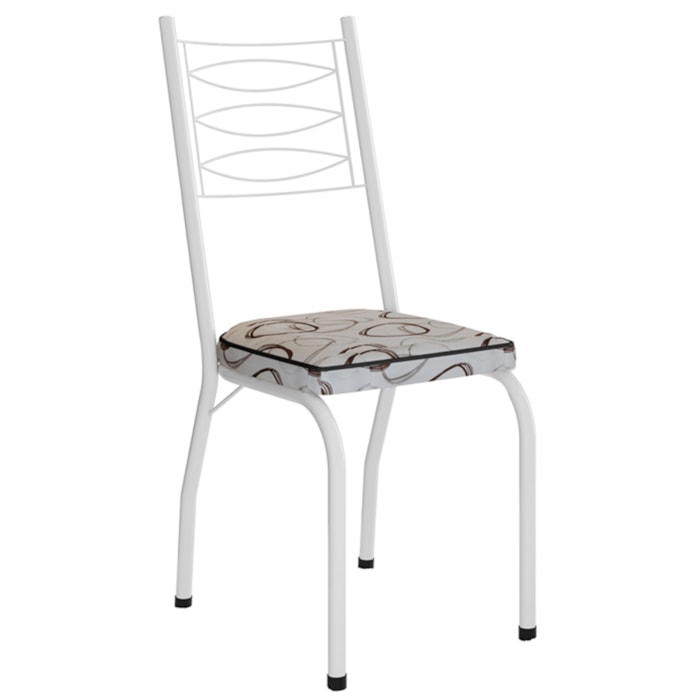 Cadeira Tubular Europa 262 Branco Assento Madeira Cedro ARTEF