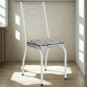 Cadeira Tubular Europa 262 Branco Assento Madeira Cedro ARTEF