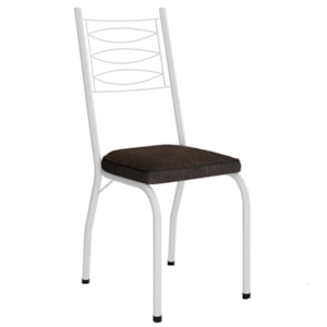 Cadeira Tubular Europa 262 Branco Assento Madeira Imbuia ARTEF