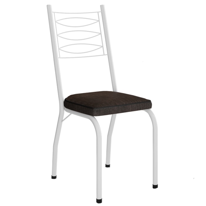 Cadeira Tubular Europa 262 Branco Assento Madeira Imbuia ARTEF