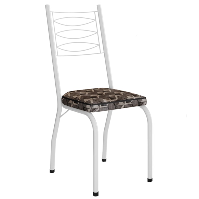 Cadeira Tubular Europa 262 Branco Assento Mosaico Palha ARTEF