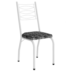 Cadeira Tubular Europa 262 Branco Assento Mosaico Silver ARTEF