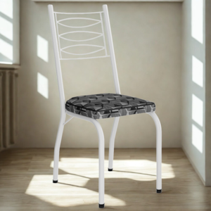 Cadeira Tubular Europa 262 Branco Assento Mosaico Silver ARTEF