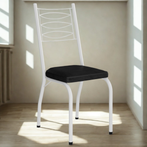Cadeira Tubular Europa 262 Branco Assento Preto ARTEF