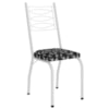 Cadeira Tubular Europa 262 Branco Assento Preto Flor ARTEF
