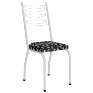 Cadeira Tubular Europa 262 Branco Assento Preto Flor ARTEF Cadeira Tubular Europa 262 Branco Assento Preto Flor ARTEF