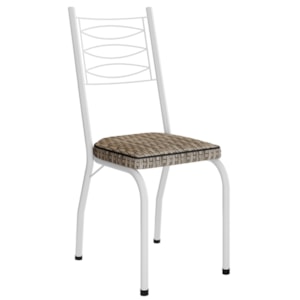 Cadeira Tubular Europa 262 Branco Assento Rattan ARTEF