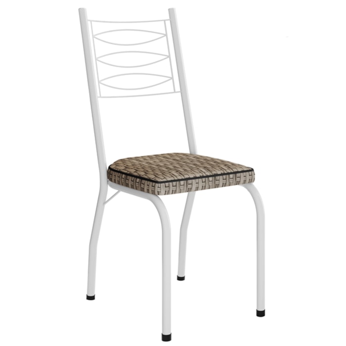 Cadeira Tubular Europa 262 Branco Assento Rattan ARTEF